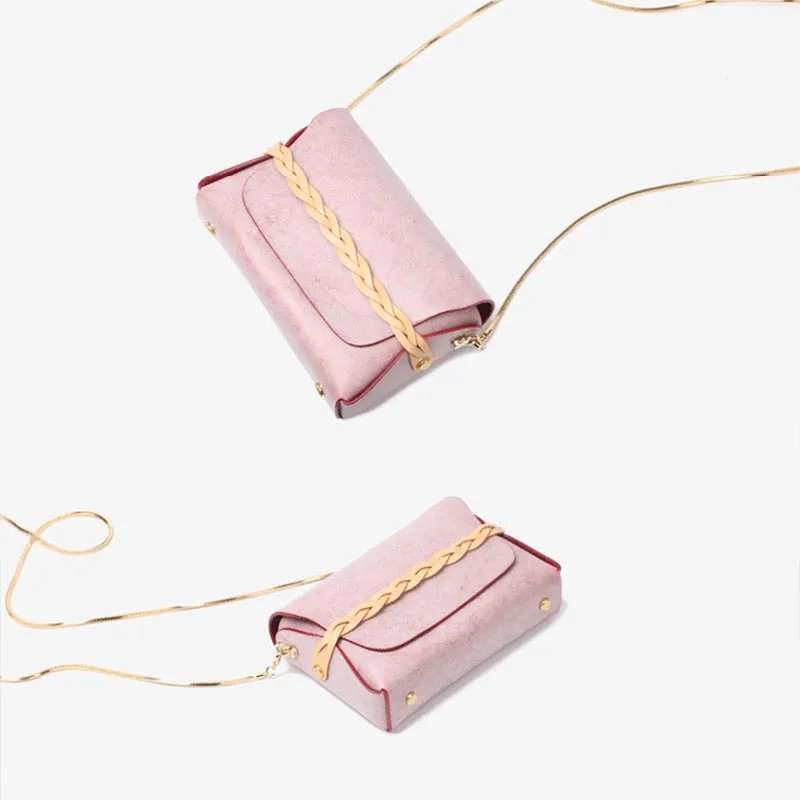 Small Womens Leather Crossbody Bags Chain Purse Shoulder Bags for Women