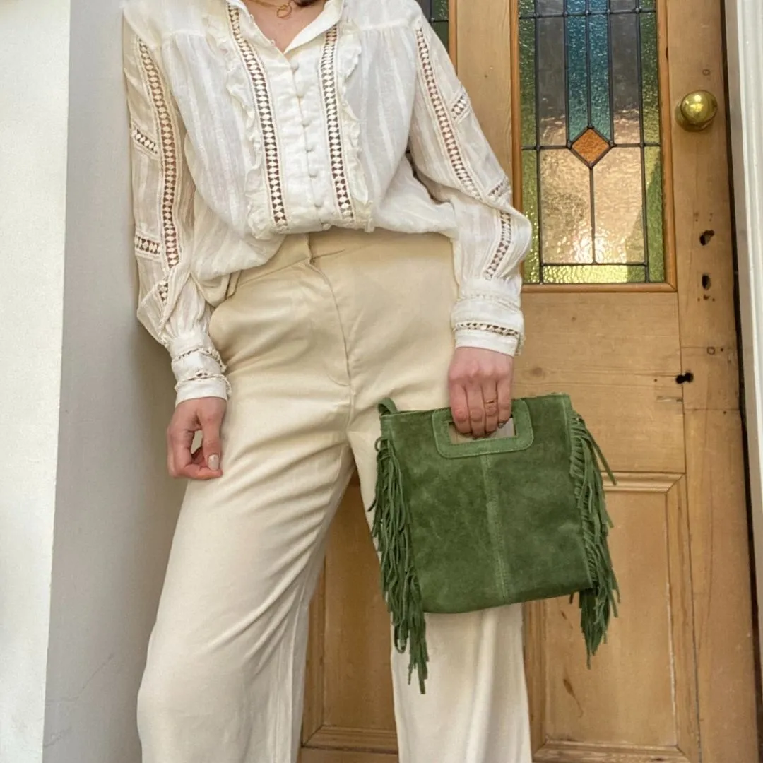 The Suede Fringed Square Bag