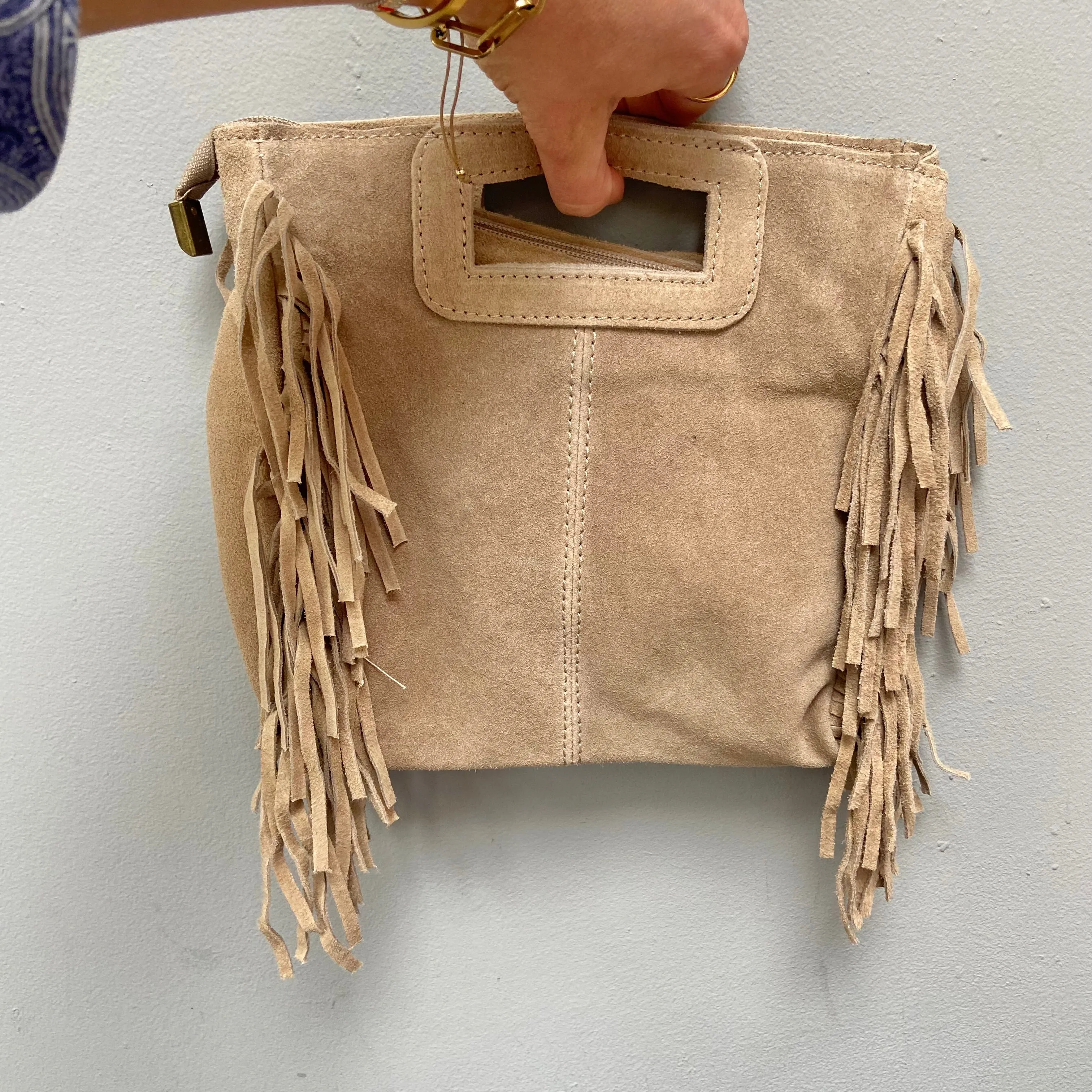 The Suede Fringed Square Bag