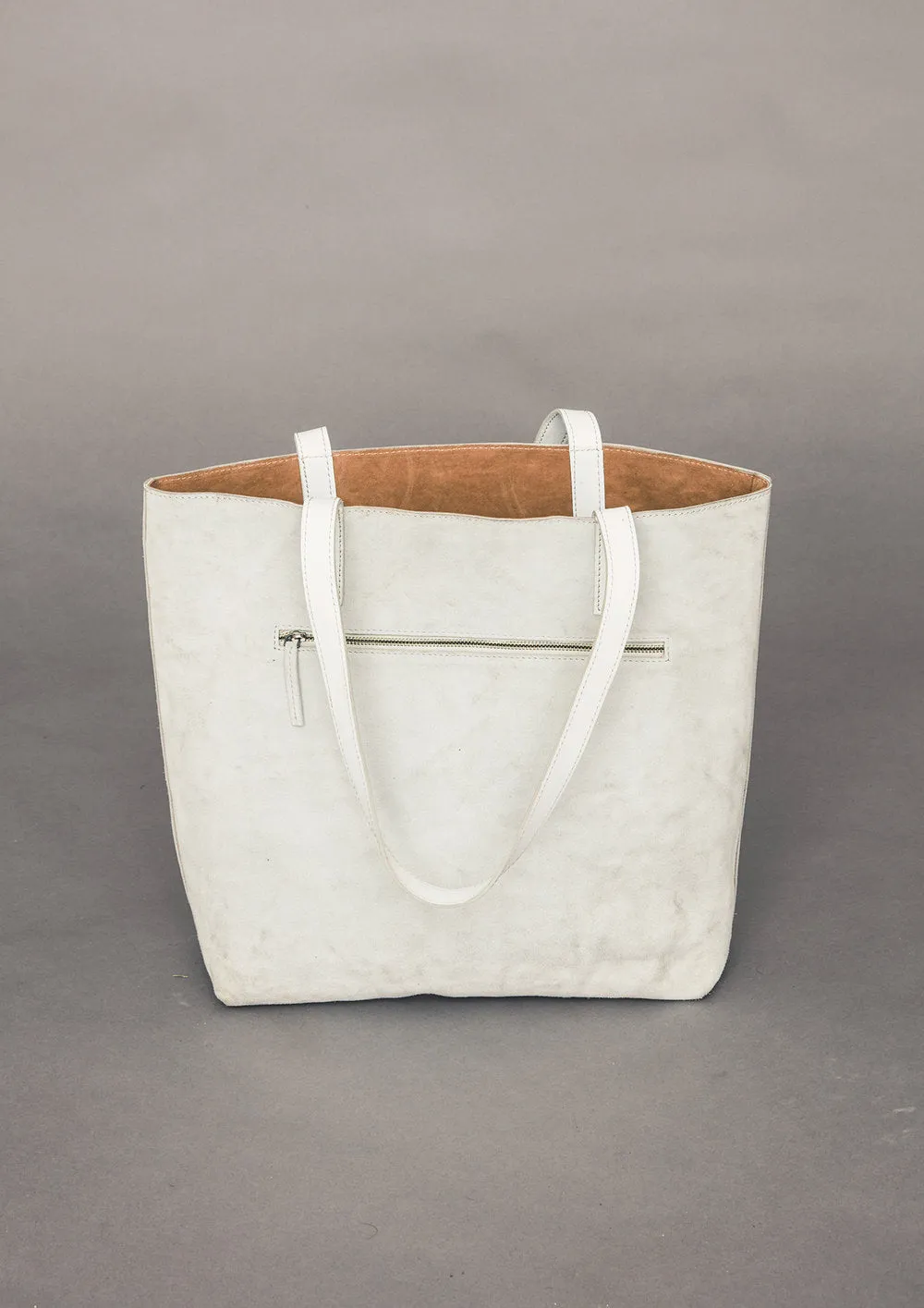 TOTEBAG- LEATHER SUEDE- GREY