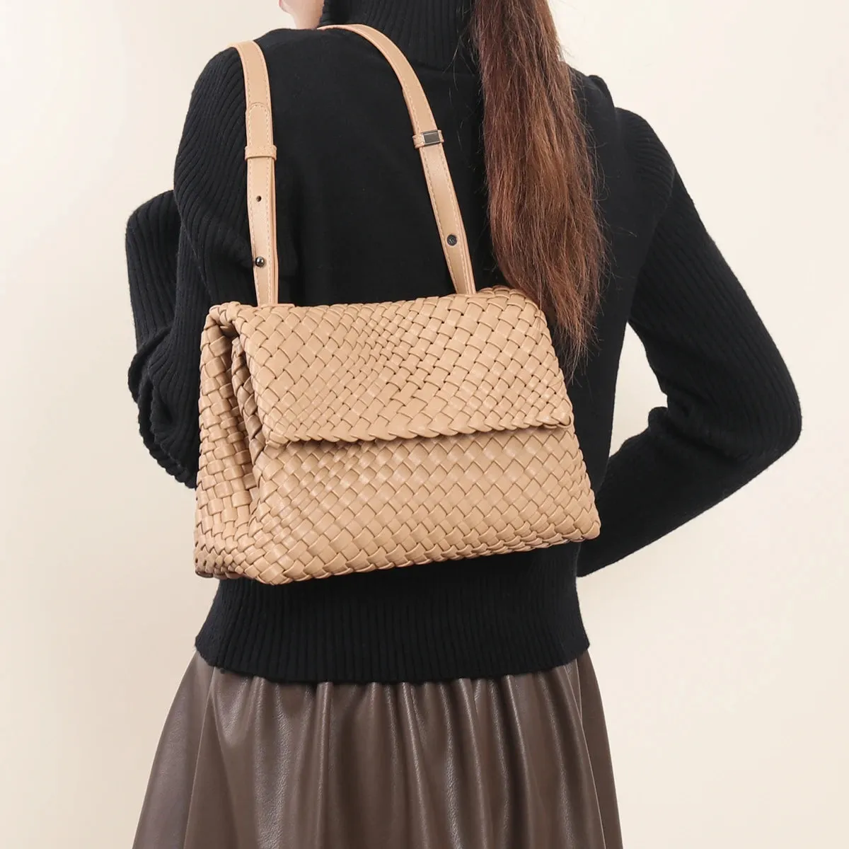 Trend4us Woven Leather Shoulder Bag