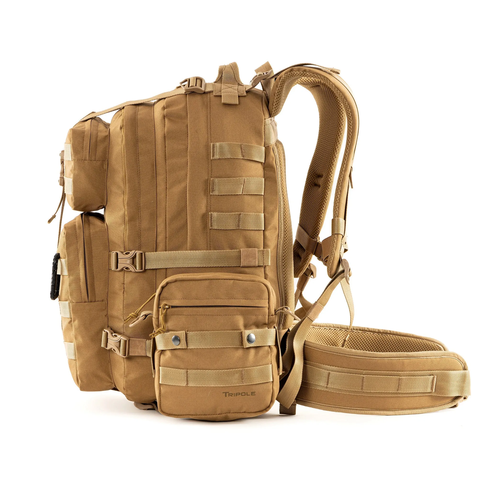 Tripole Alfa 45 Litres Military Tactical Backpack and Rucksack with Detachable Sling Bag | Rain Cover | 3 Year Warranty - Khaki