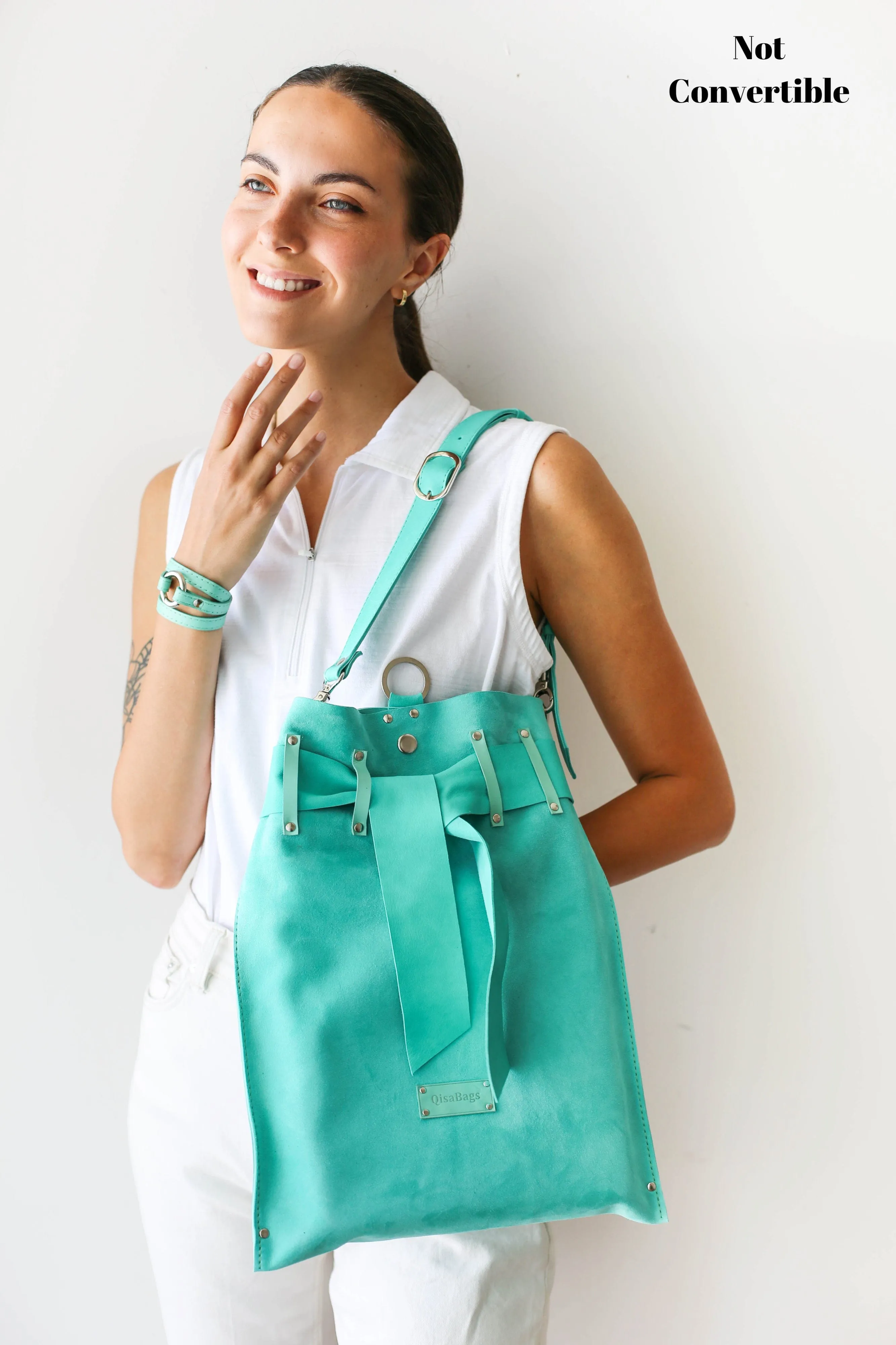 Turquoise Suede Backpack