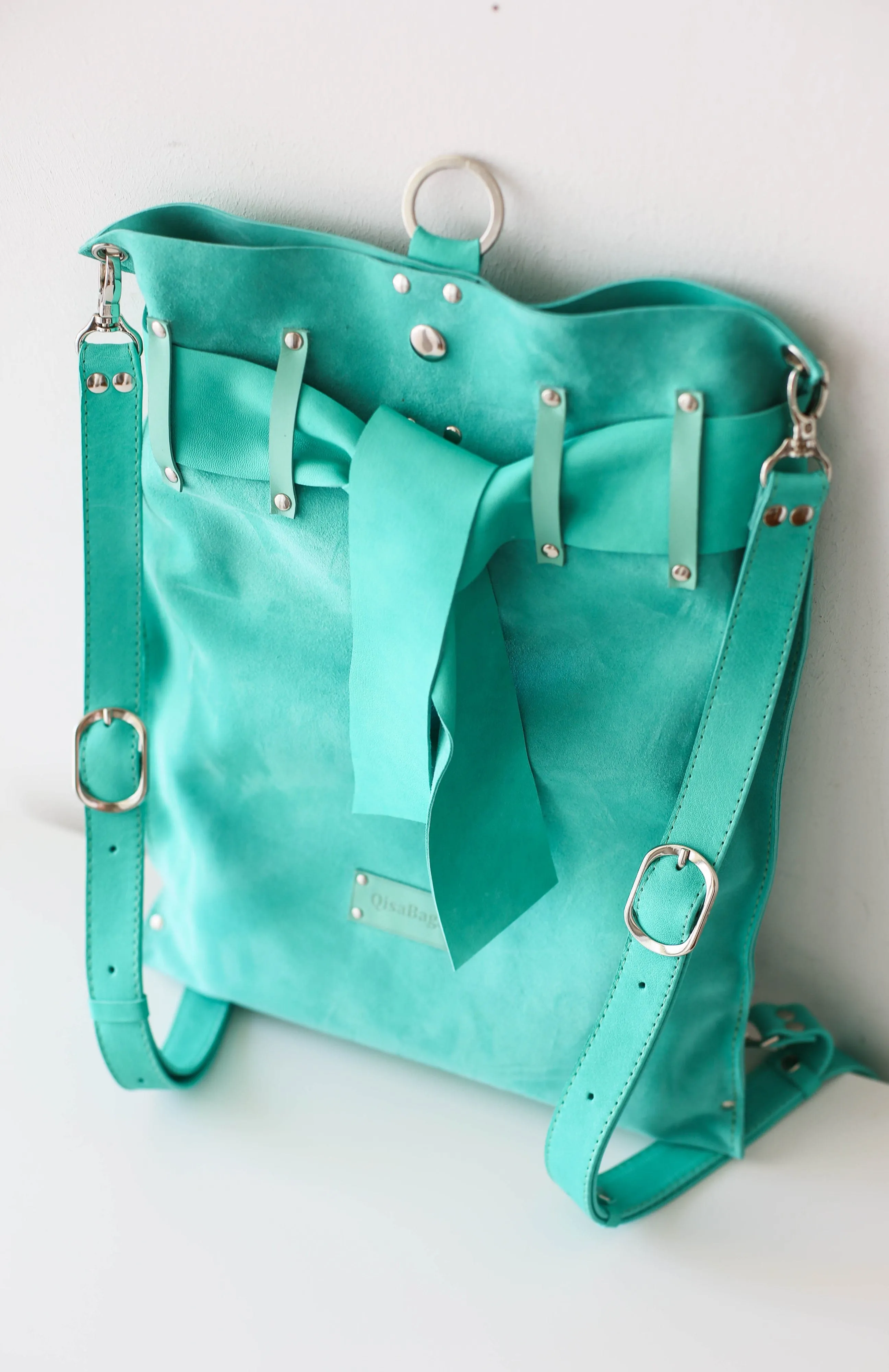 Turquoise Suede Backpack