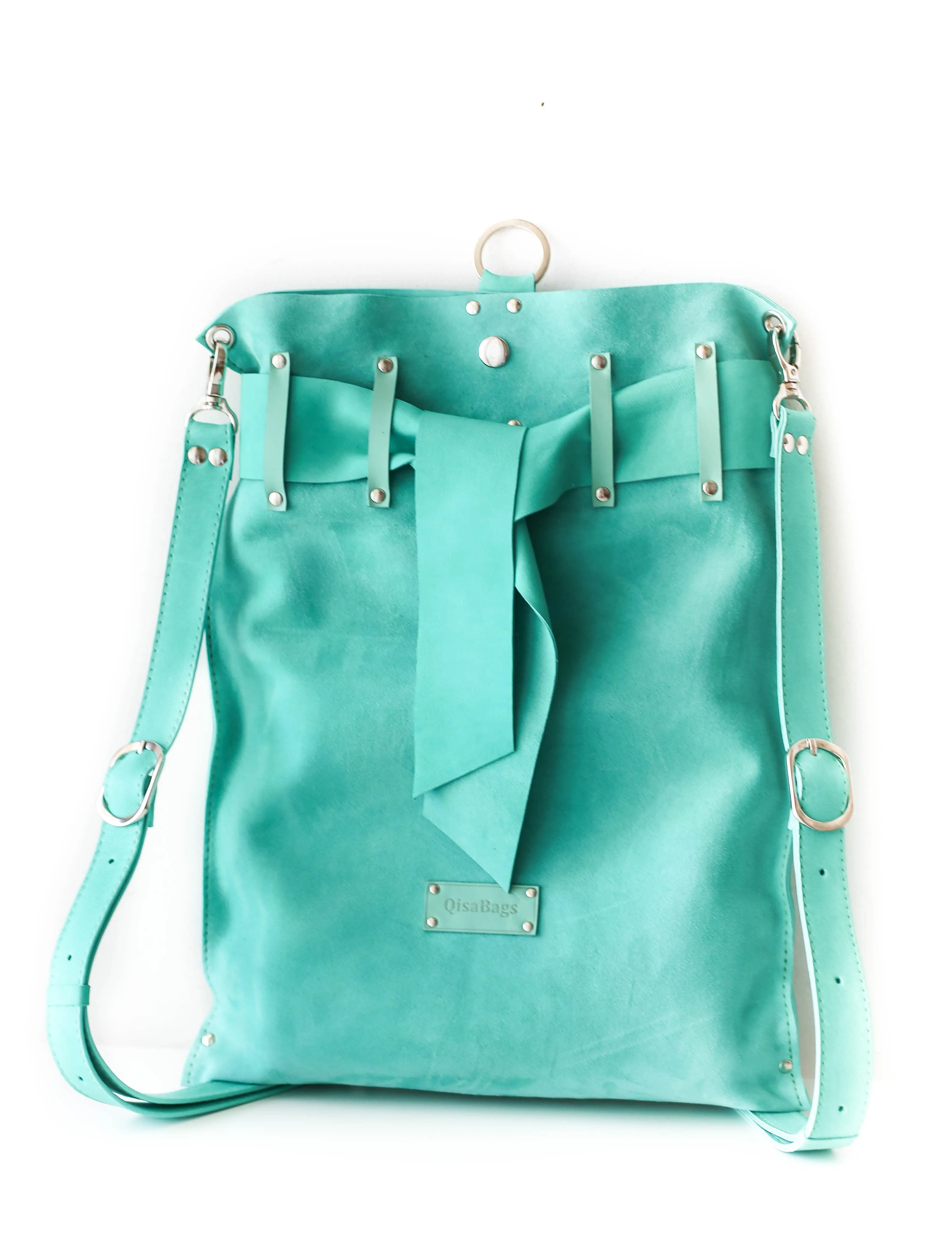 Turquoise Suede Backpack