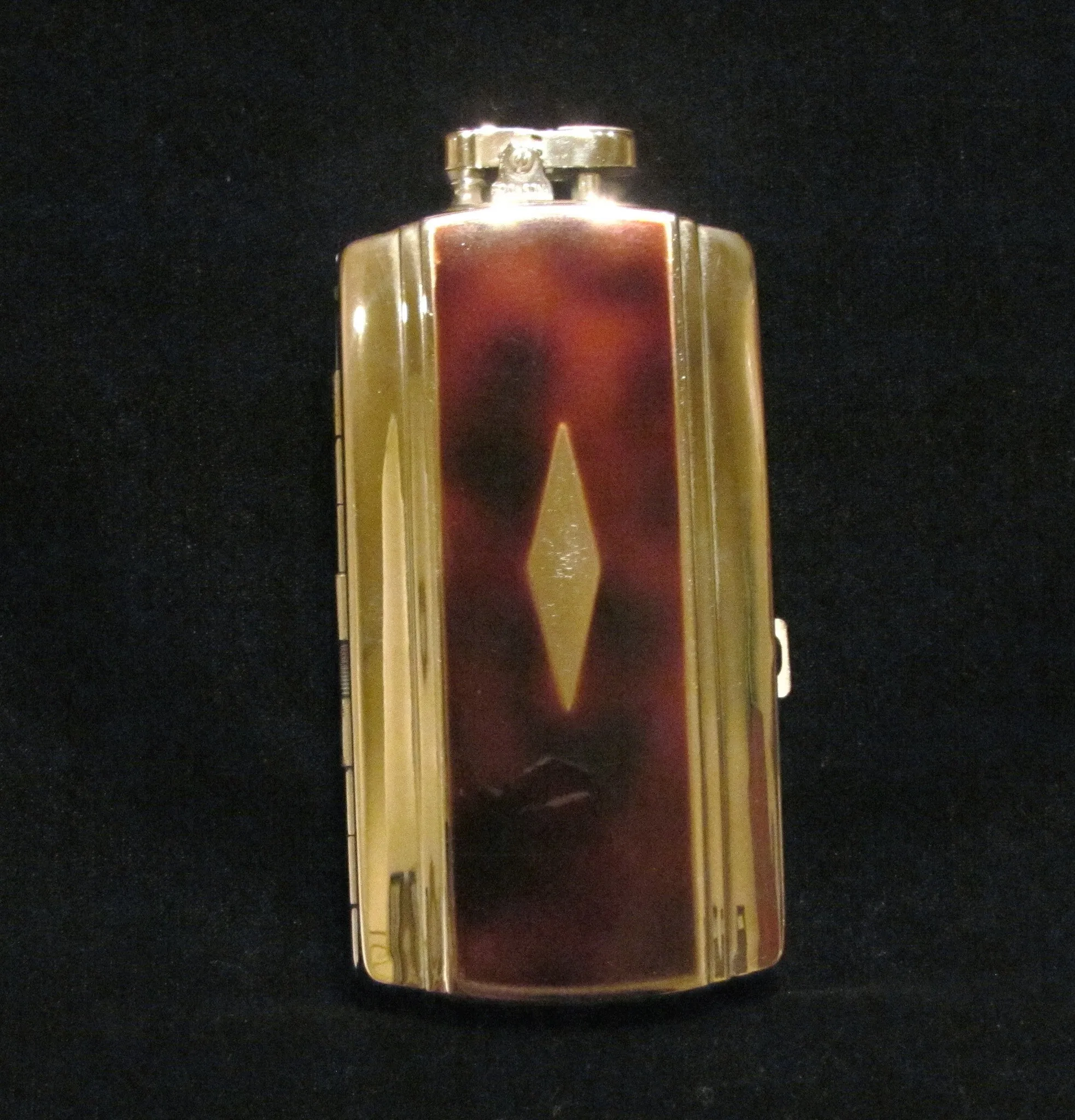 Vintage Ronson Pocket Pal Tortoise Shell Enamel Case Lighter Art Deco Cigarette Case Art Metal Works RARE