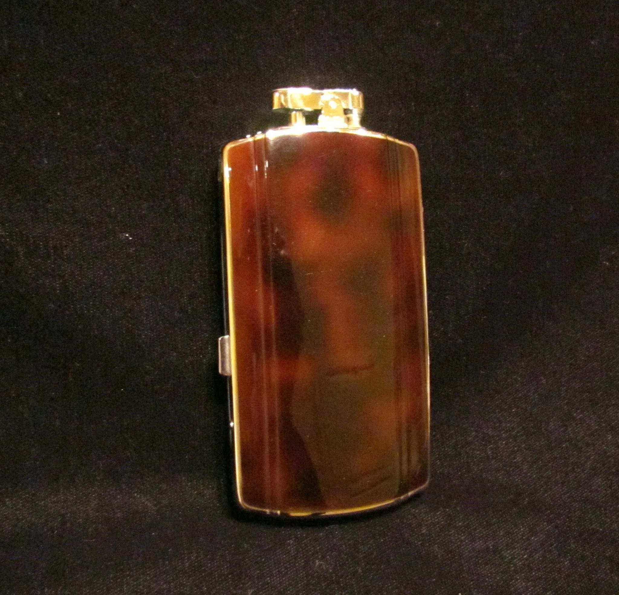 Vintage Ronson Pocket Pal Tortoise Shell Enamel Case Lighter Art Deco Cigarette Case Art Metal Works RARE