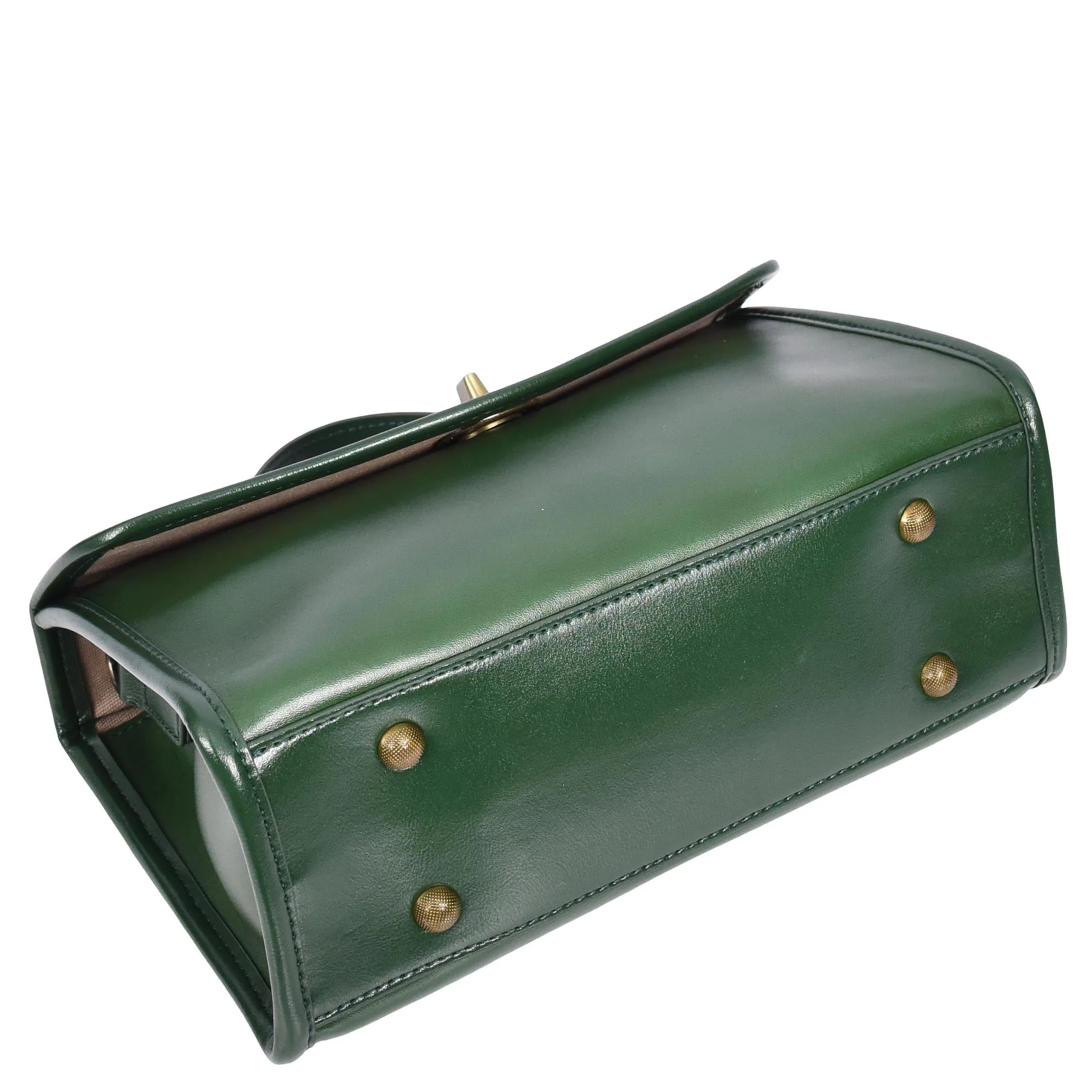 Womens Real Leather Handbag Small Cross Body Shoulder Bag Havana Green