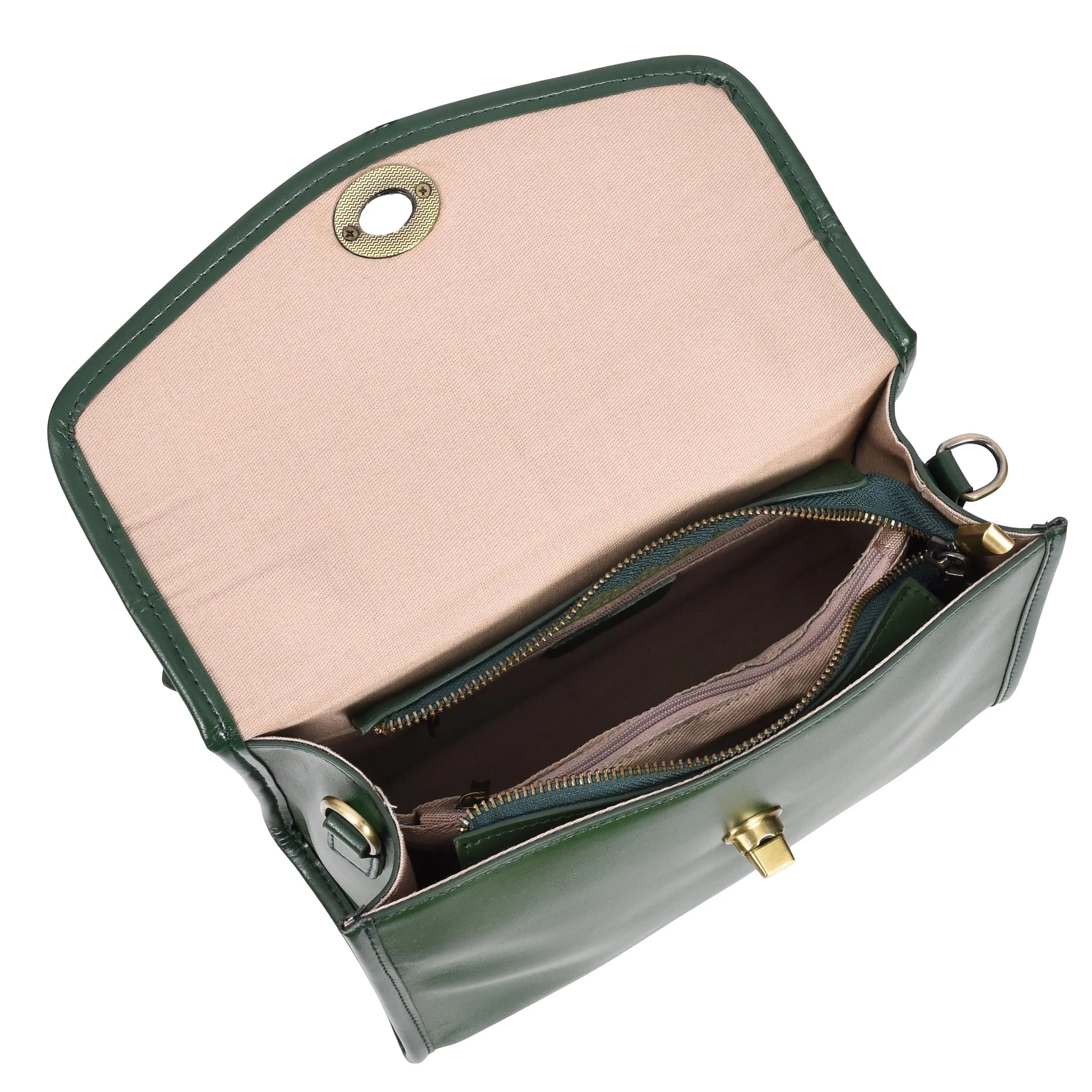 Womens Real Leather Handbag Small Cross Body Shoulder Bag Havana Green